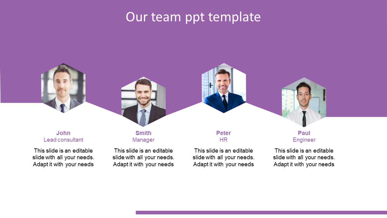our team powerpoint template zigzag model